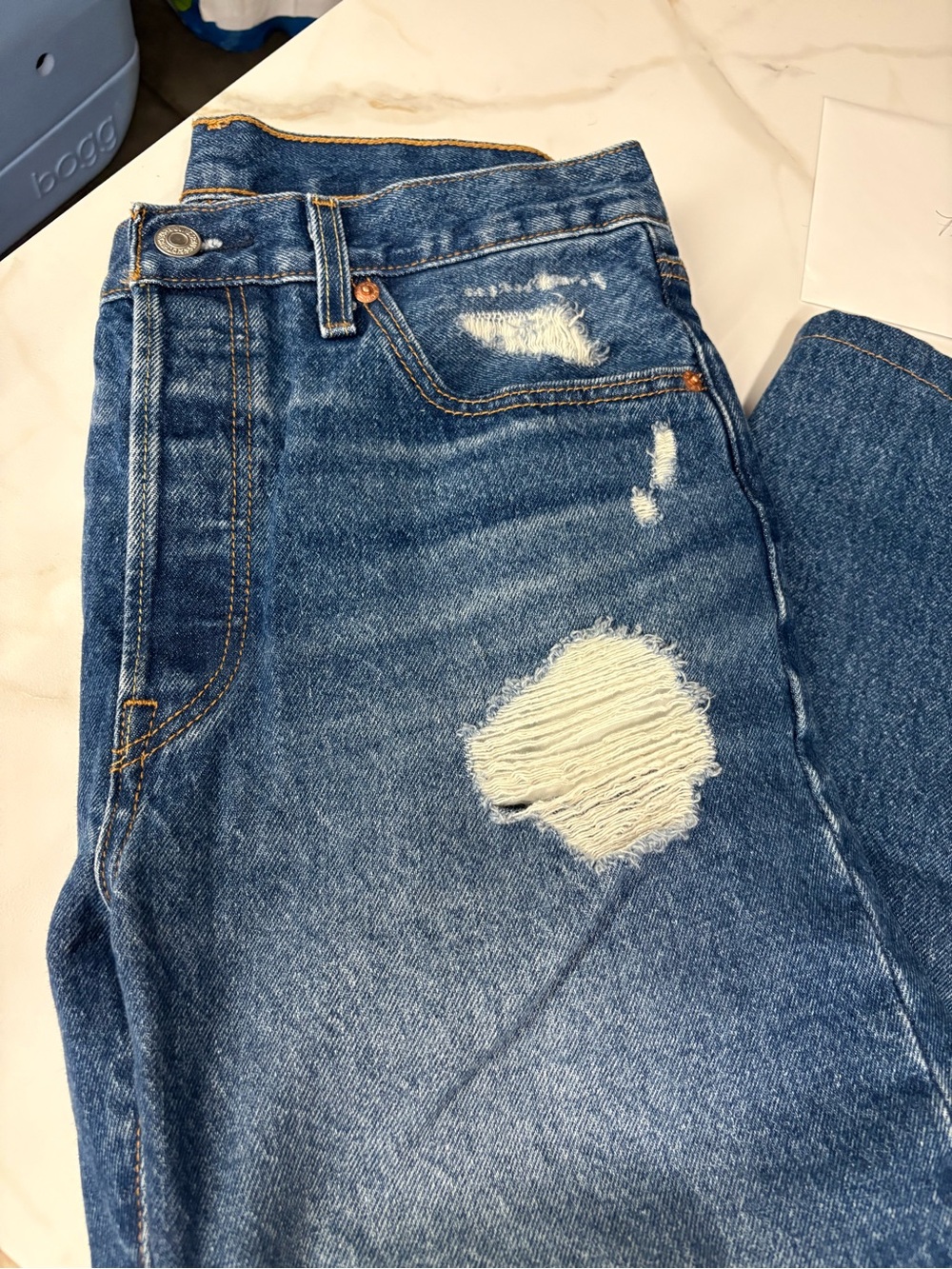 Levi's Women's Distressed Straight-Leg Jeans